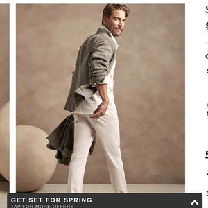 Mens Slim Traveler Pant White Banana Republic Size: 31x30